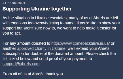 Ahrefs Supporting Ukraine